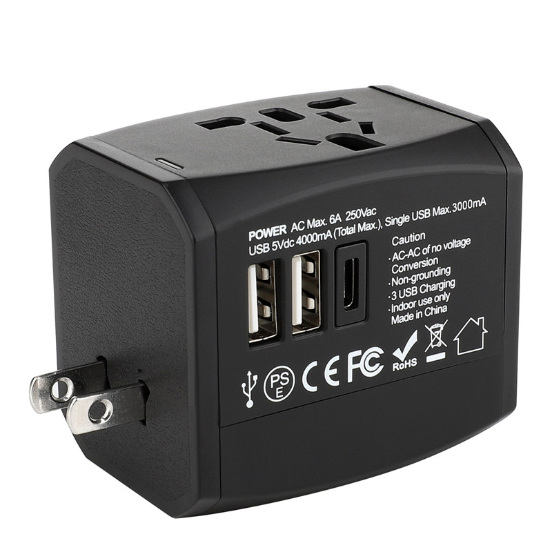 RRTRAVEL new custom smart world universal travel adapter with usb fast charger power plug for European UK US Australia