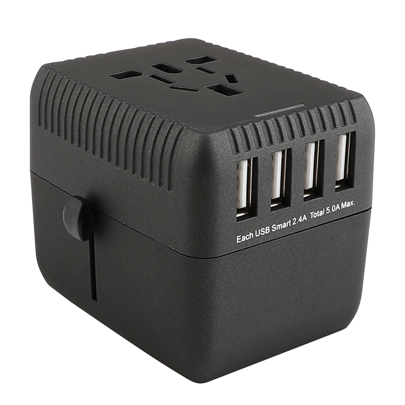 RRTRAVEL Universal Travel Adapter, International Power Adapter, Worldwide Plug Adaptor with 4 USB Ports, High Speed 5A Wall Charger, All in One AC Socket for USA UK AUS Europe Asia Cell Phone Laptop