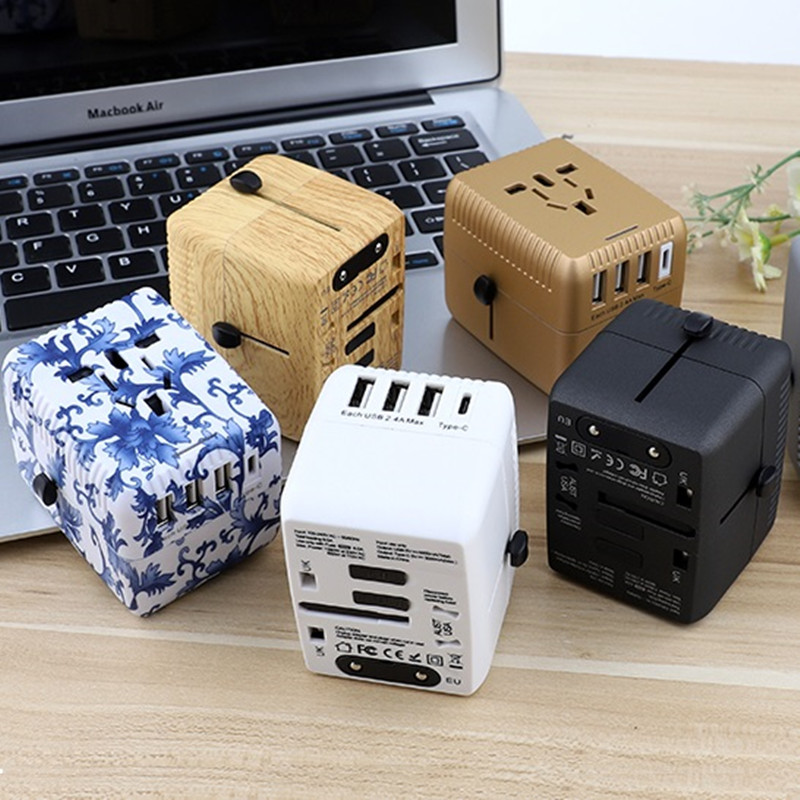 RRTRAVEL Universal Travel Adapter, International Power Adapter, Worldwide Plug Adaptor with 4 USB Ports, High Speed 5A Wall Charger, All in One AC Socket for USA UK AUS Europe Asia Cell Phone Laptop