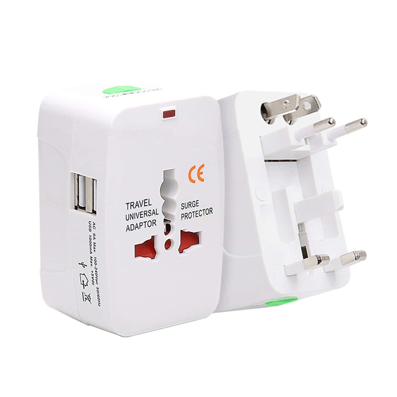 RRTRAVEL 931D Worldwide Travel Power Adapter, Universal Travel Adaptor AC Power Plug Adapter with Dual USB Ports for USA EU UK AUS Cell Phone Laptop Covers 150+ Countries