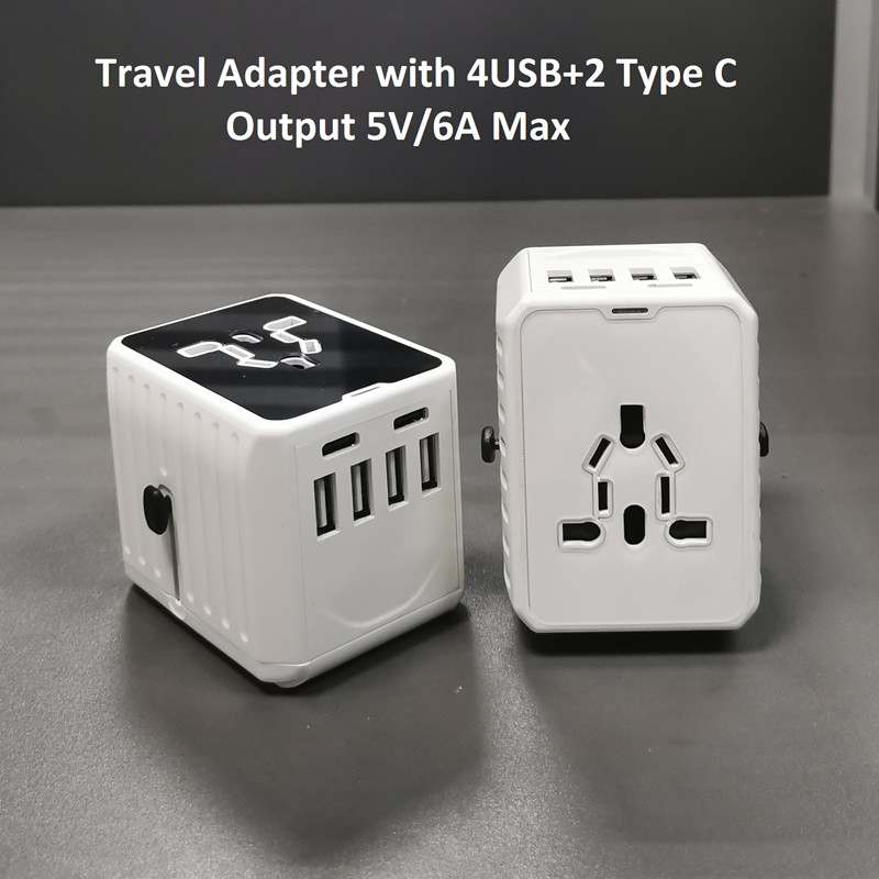 One type C not enough?  2 Type C + 4USB universal travel adapter come!