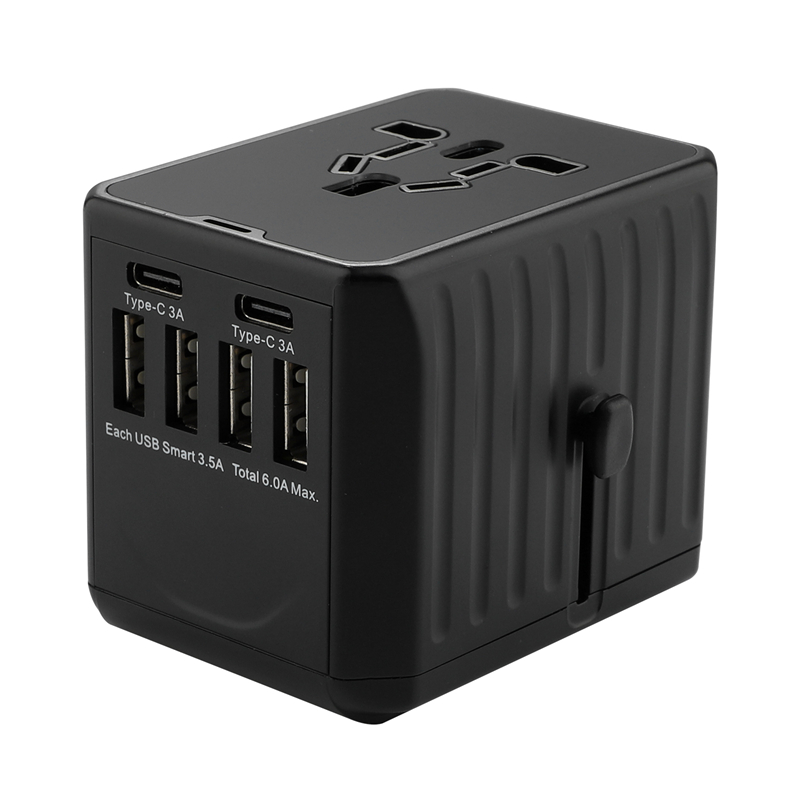 2020 new 110-250V US AUS UK EU plug mobile phone accessories 6USB charger 6A output universal travel adapter with 4USB+2Type-C