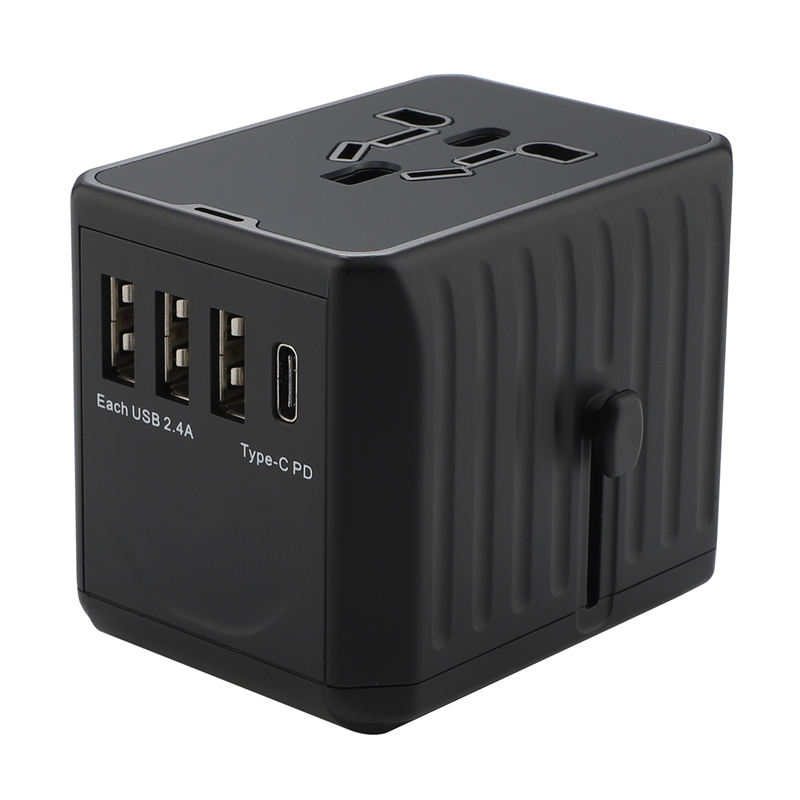 Fashion PD portable world universal travel adapter with four usb and type-c smart USB charger electrical plug socket