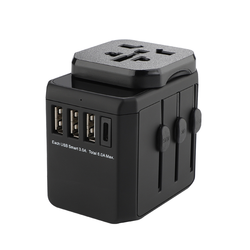 Grouding worldwide plugs universal 3 USB + Type C port standard grounding multipurpose travel adapter